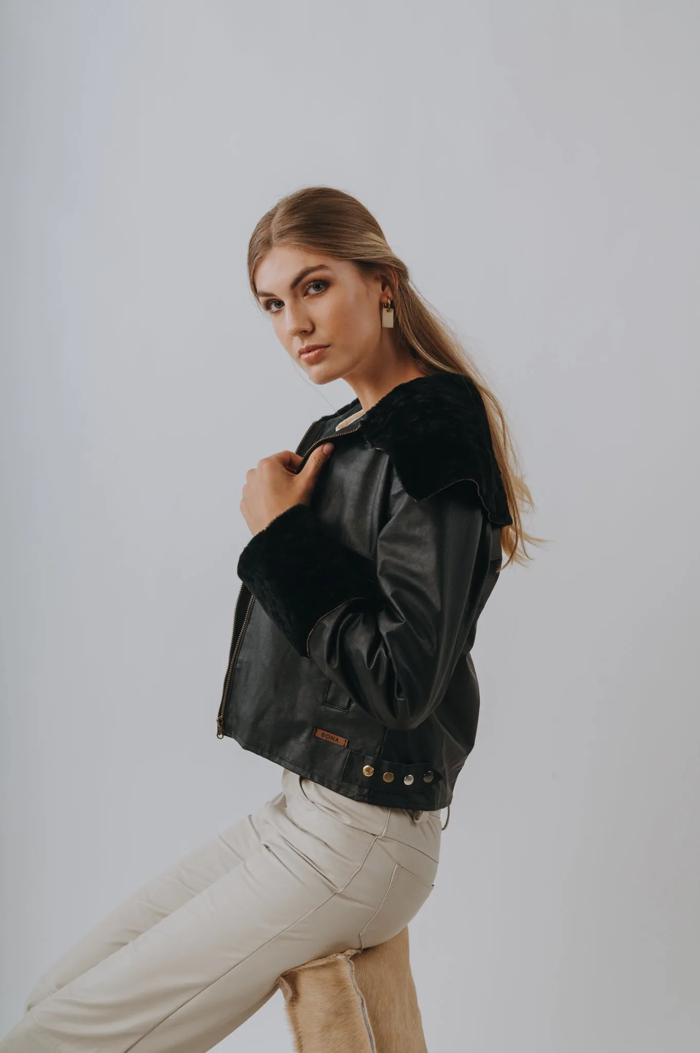 Cozy Jacket (Wool & Leather) Negro