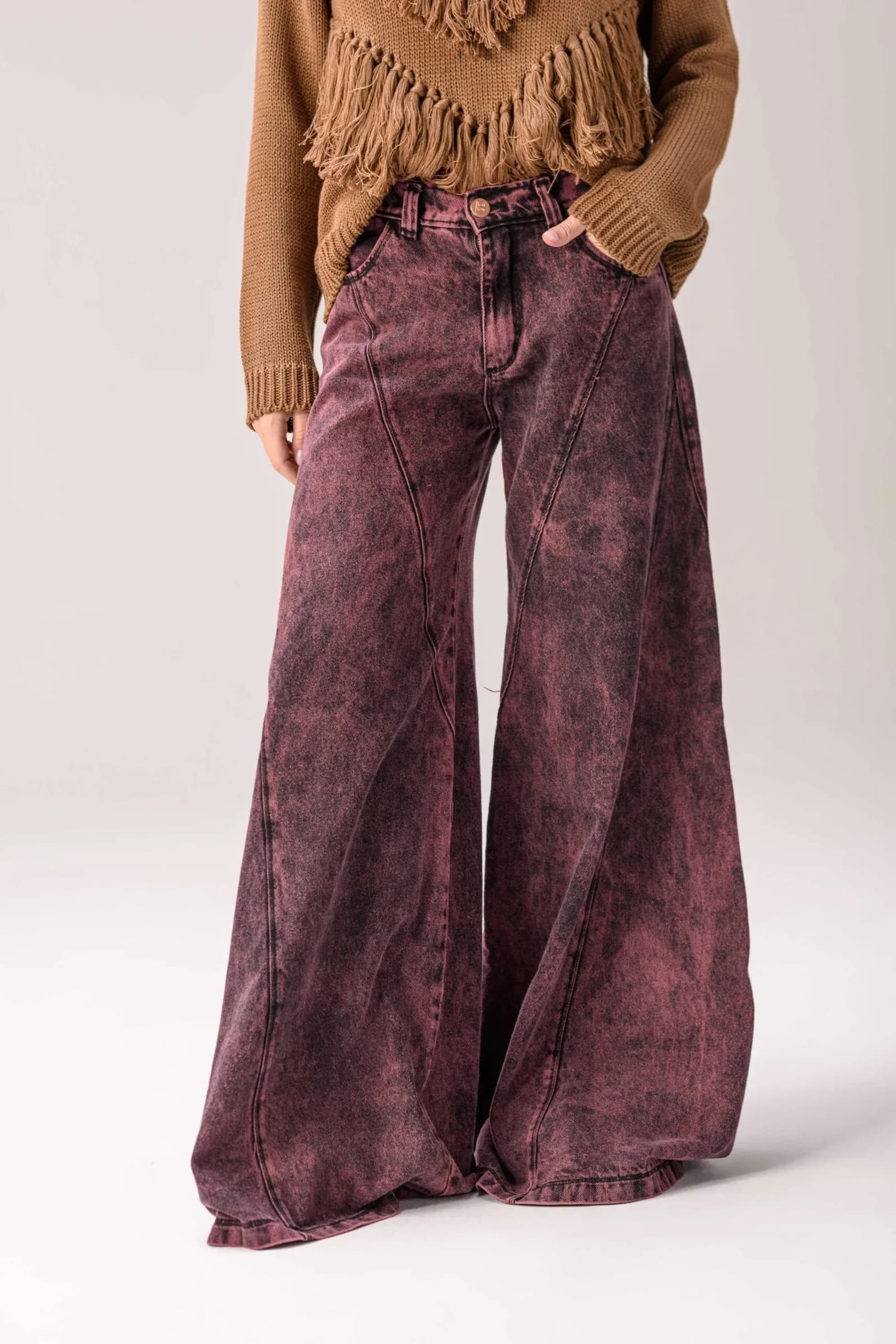 Jean Wide Leg Mediterráneo — Pantalones Bordo · BONA