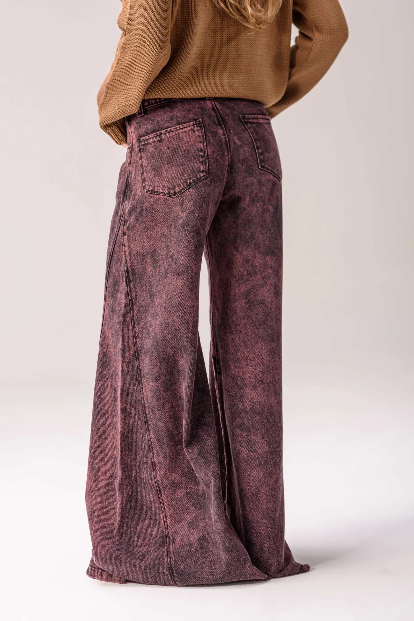 Jean Wide Leg Mediterráneo — Pantalones Bordo · BONA