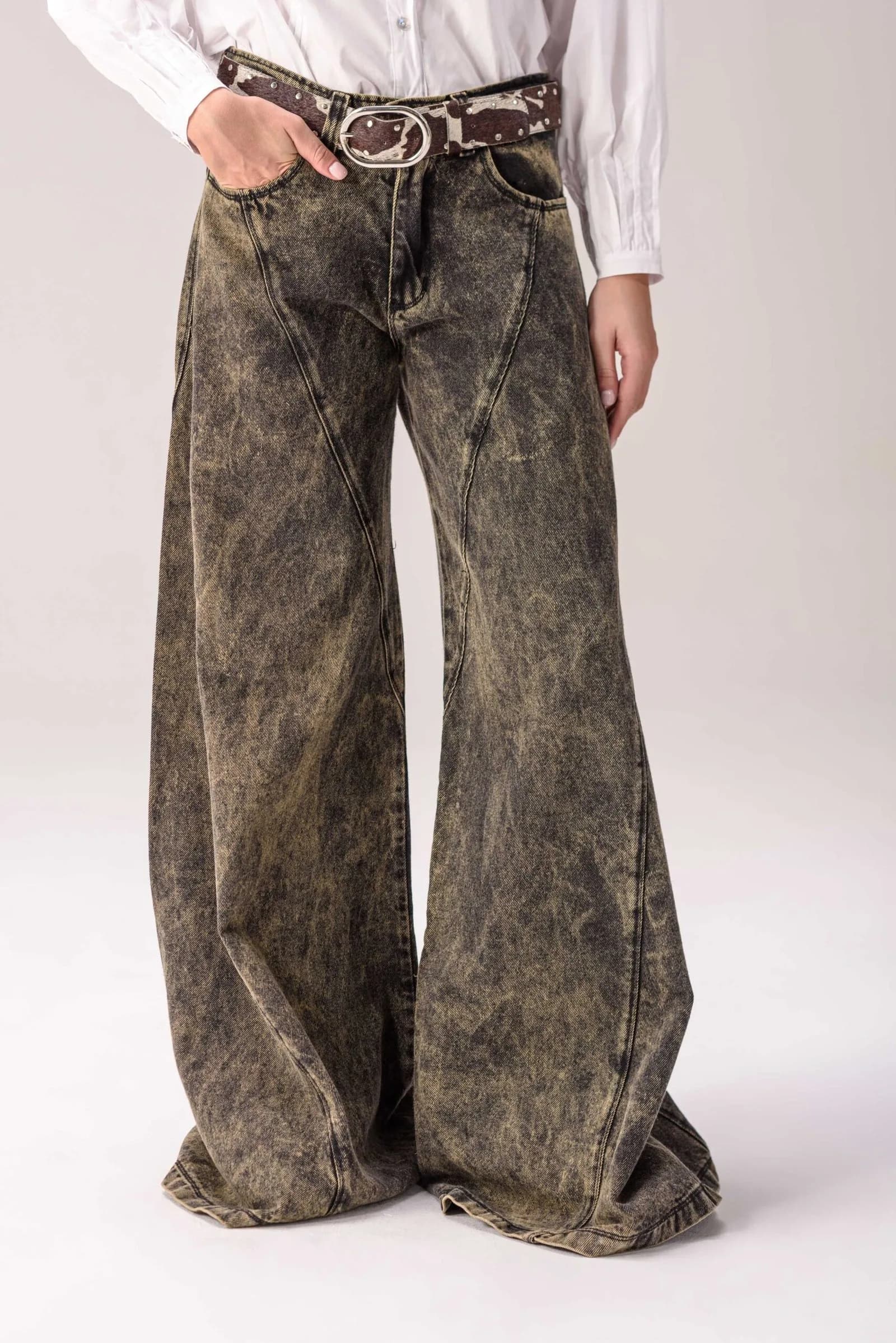 Jean Wide Leg Mediterráneo — Pantalones Bordo · BONA