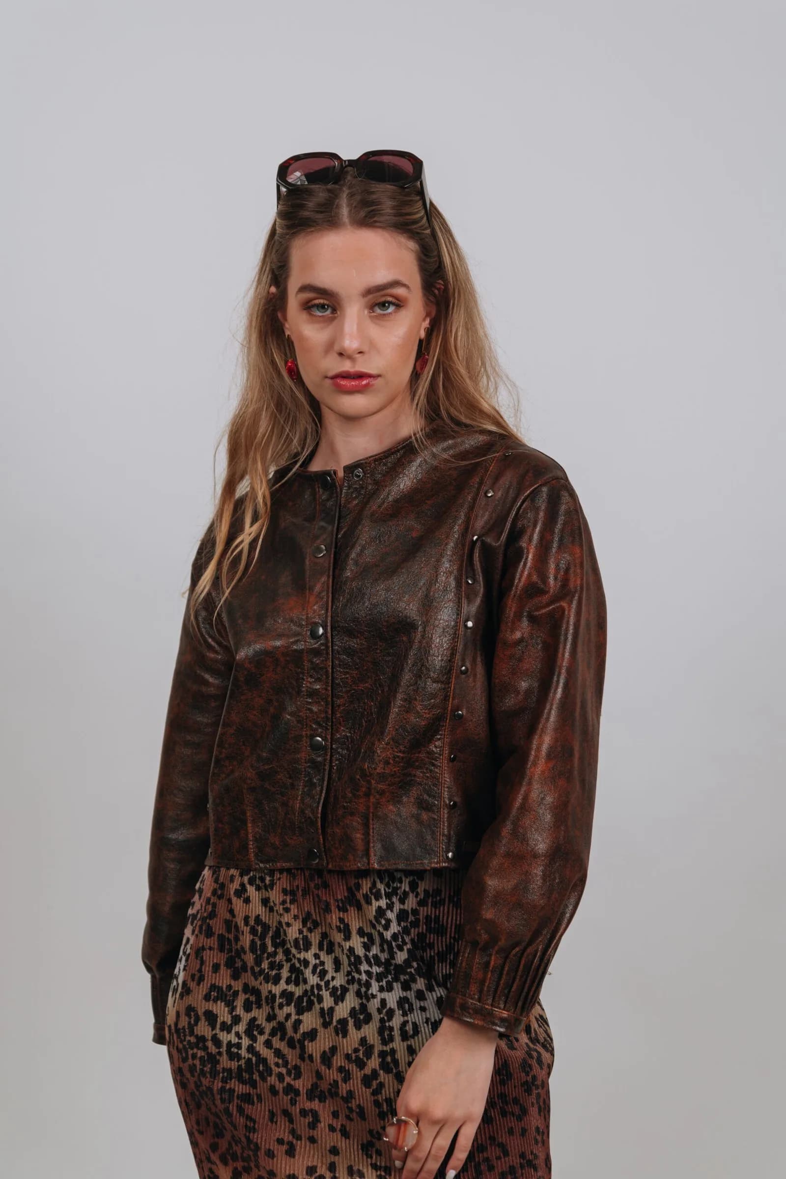 Bomber Toscana (100% cuero) Marron vintage
